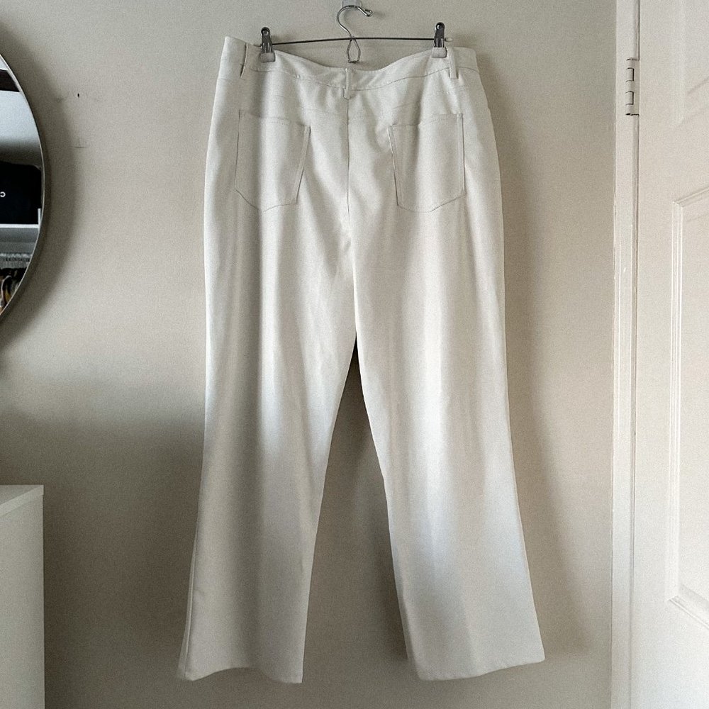 STAUD Eli Ivory White Vegan Leather Straight Leg Pants Size 16 - Picture 12 of 13